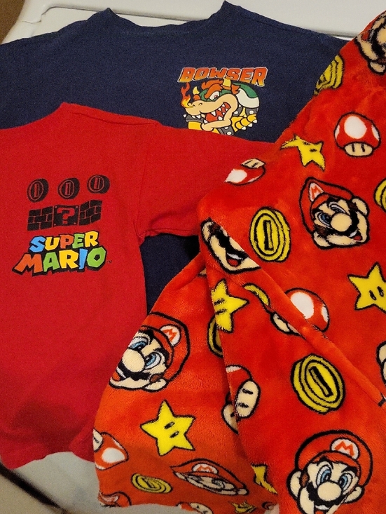 Super Mario Bros Other - Super Mario Bowser & Mario Graphic Tee + Mario Fleece Pants